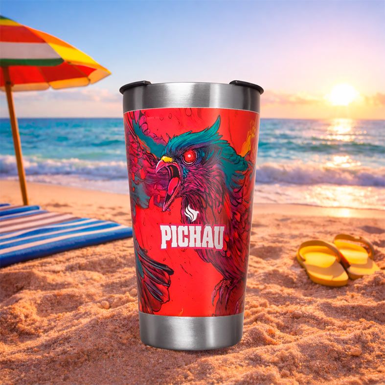 Copo Termico Pichau Original 473ml, Vermelho e Verde, PG-HHR100-RG01