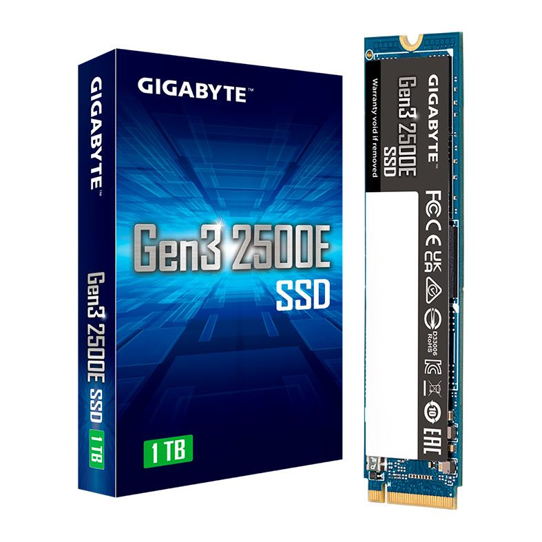 SSD Gigabyte Gen3 2500E, 1TB, M.2 2280, PCIe NVMe, Leitura 2400 MB/s, Gravacao 1800 MB/s, G325E1TB