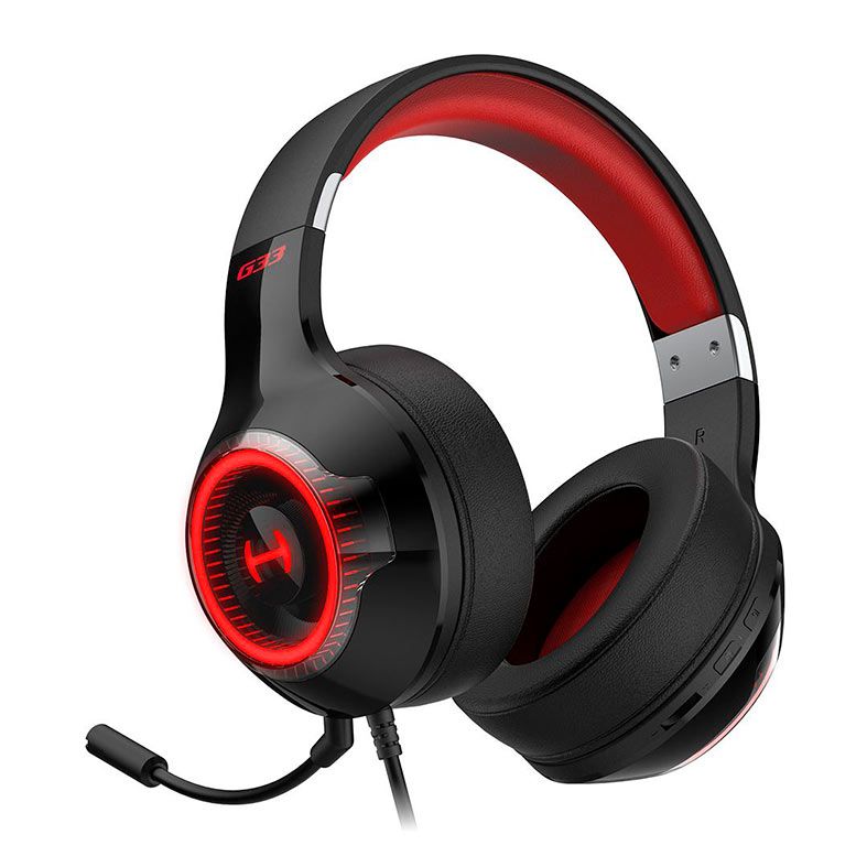 Headset Gamer Edifier G33, RGB, Som Surround 7.1, Drivers 40mm, Preto e Vermelho, G33-BK-RD
