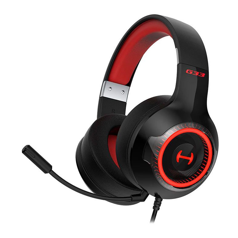 Headset Gamer Edifier G33, RGB, Som Surround 7.1, Drivers 40mm, Preto e Vermelho, G33-BK-RD