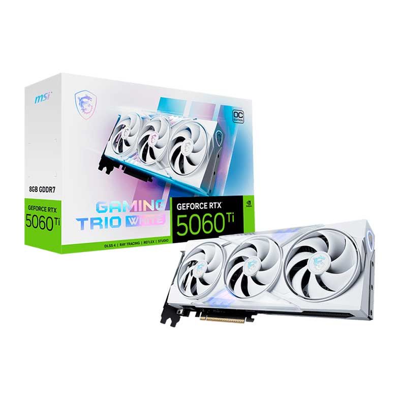 Placa de Video MSI GeForce RTX 5060 Ti Gaming Trio OC White, 8GB, GDDR7, 128-bit, G506T-8GTCW