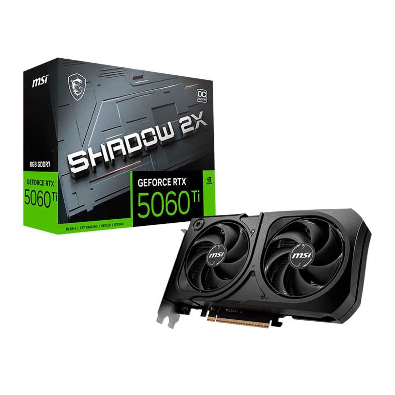 Placa de Video MSI GeForce RTX 5060 Ti Shadow 2X OC Plus, 8GB, GDDR7, 128-bit, G506T-8S2CP
