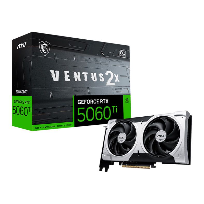 Placa de Video MSI GeForce RTX 5060 Ti Ventus 2X OC Plus, 8GB, GDDR7, 128-bit, G506T-8V2CP