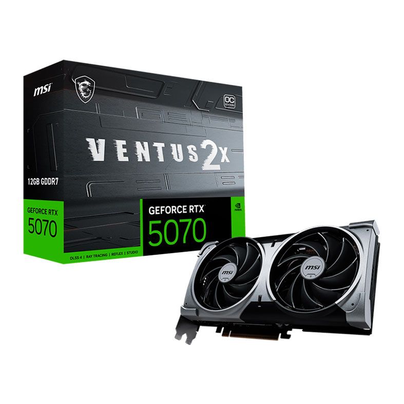Placa de Video MSI GeForce RTX 5070 Ventus 2X OC, 12GB, GDDR7, 192