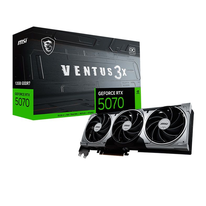 Placa de Video MSI GeForce RTX 5070 Ventus 3X OC, 12GB, GDDR7, 192-bit, G5070-12V3C-NAC