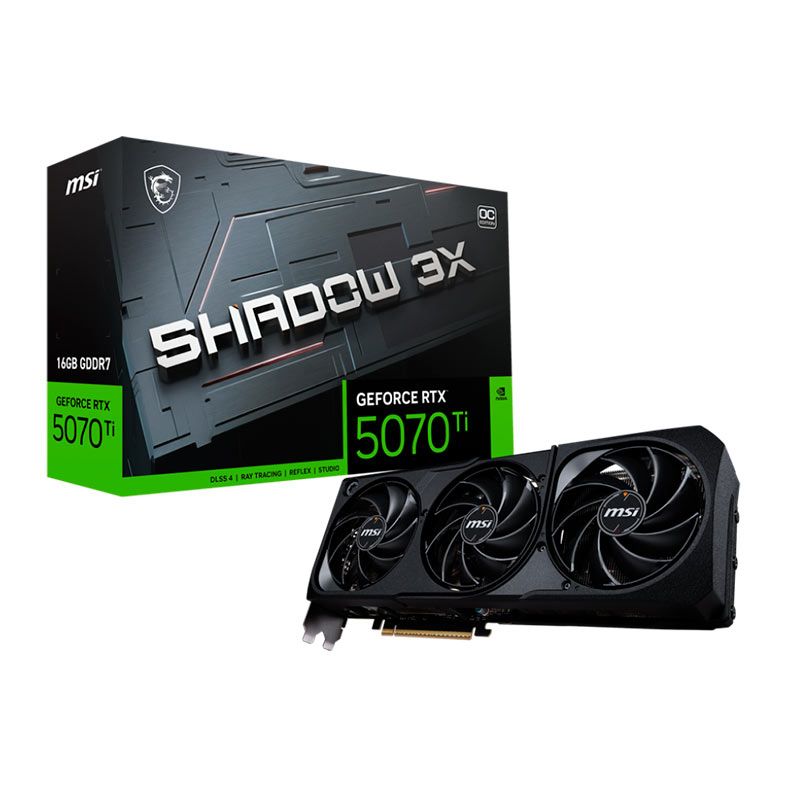 Placa de Video MSI GeForce RTX 5070 Ti Shadow 3X OC, 16GB, GDDR7, 256-bit, G507T-16S3C-NAC