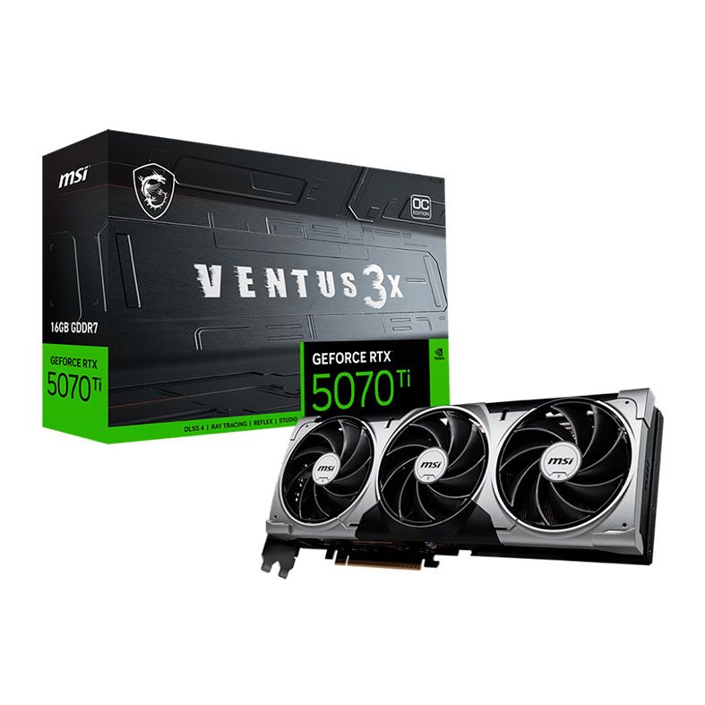 Placa de Video MSI GeForce RTX 5070 Ti Ventus 3X OC, 16GB, GDDR7, 256-bit, G507T-16V3C