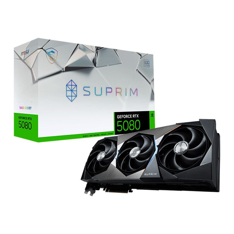 Placa de Video MSI GeForce RTX 5080 Suprim SOC, 16GB, GDDR7, 256-bit, G5080-16SPS
