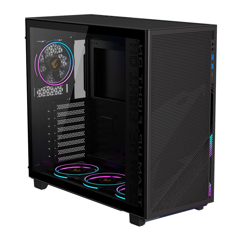 Gabinete Gamer Gigabyte Aorus C400 Glass, ARGB, Mid-Tower, Lateral de Vidro, Com 4 Fans, Preto, GB-AC400G