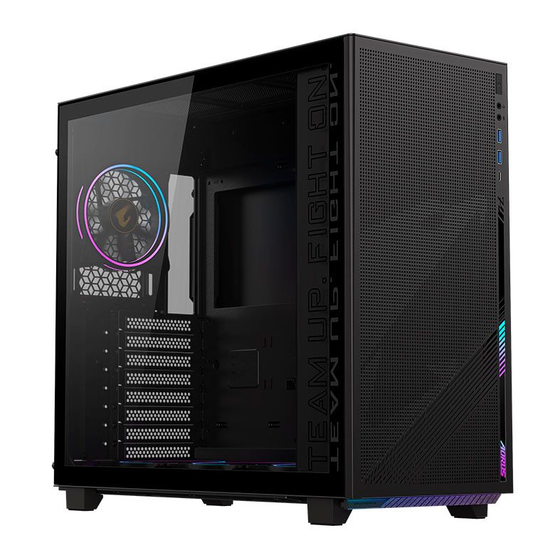 Gabinete Gamer Gigabyte Aorus C400 Glass, ARGB, Mid-Tower, Lateral de Vidro, Com 4 Fans, Preto, GB-AC400G