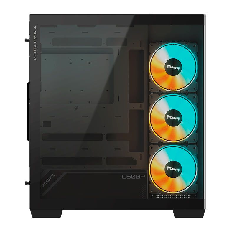 Gabinete Gamer Gigabyte C500 Panoramic Stealth, ARGB, Mid-Tower, Lateral de Vidro, Com 4 Fans, Preto, GB-C500P-ST
