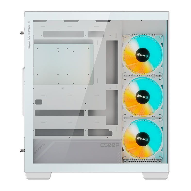 Gabinete Gamer Gigabyte C500 Panoramic Stealth Ice, ARGB, Mid-Tower, Lateral de Vidro, Com 4 Fans, Branco, GB-C500PI-ST