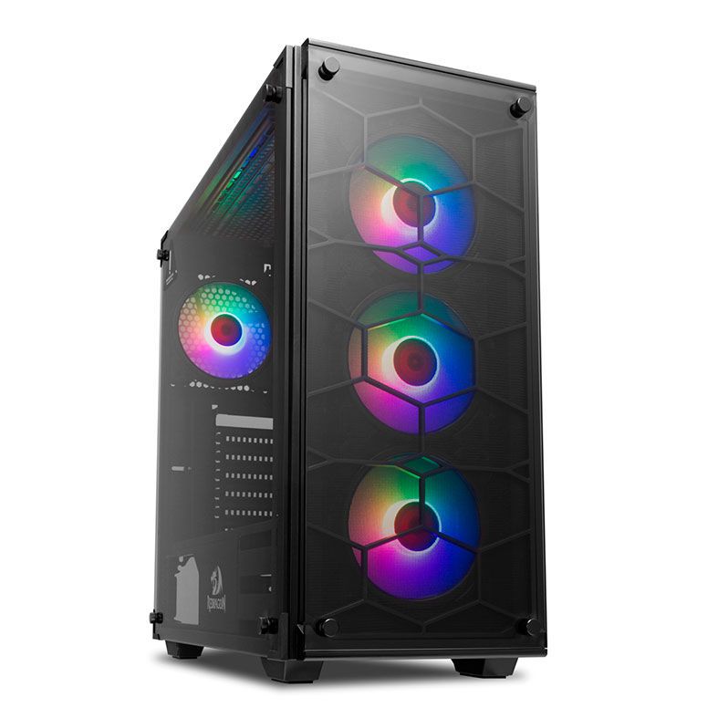 Gabinete Gamer Redragon Wheeljack Preto LED RGB, GC-606BK-RGB