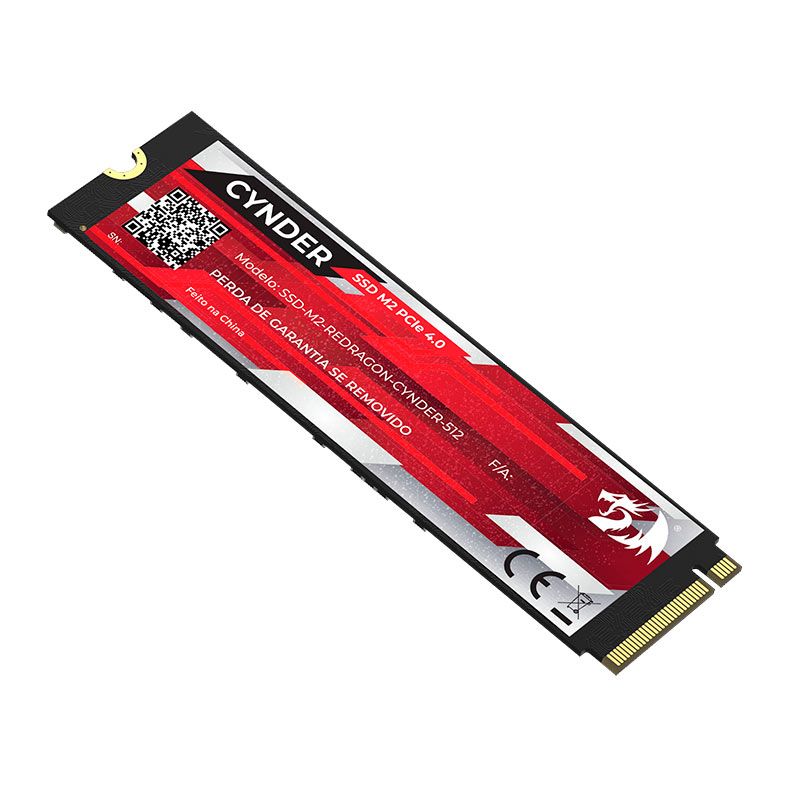 SSD Redragon Cynder, 512GB, M.2 2280, PCIe NVMe, Leitura 6320 MB/s, Gravacao 3111 MB/s, GD-708