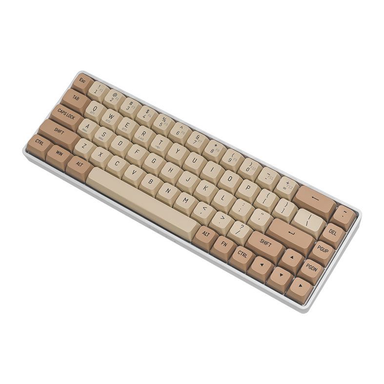 Teclado Mecanico Aigo GD68 Milky Brown, Wireless, Switch Amarelo, Bege, GD68-MB-YL
