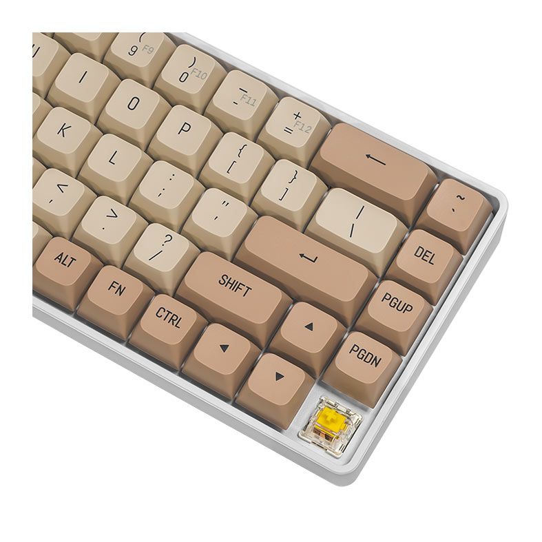 Teclado Mecanico Aigo GD68 Milky Brown, Wireless, Switch Amarelo, Bege, GD68-MB-YL