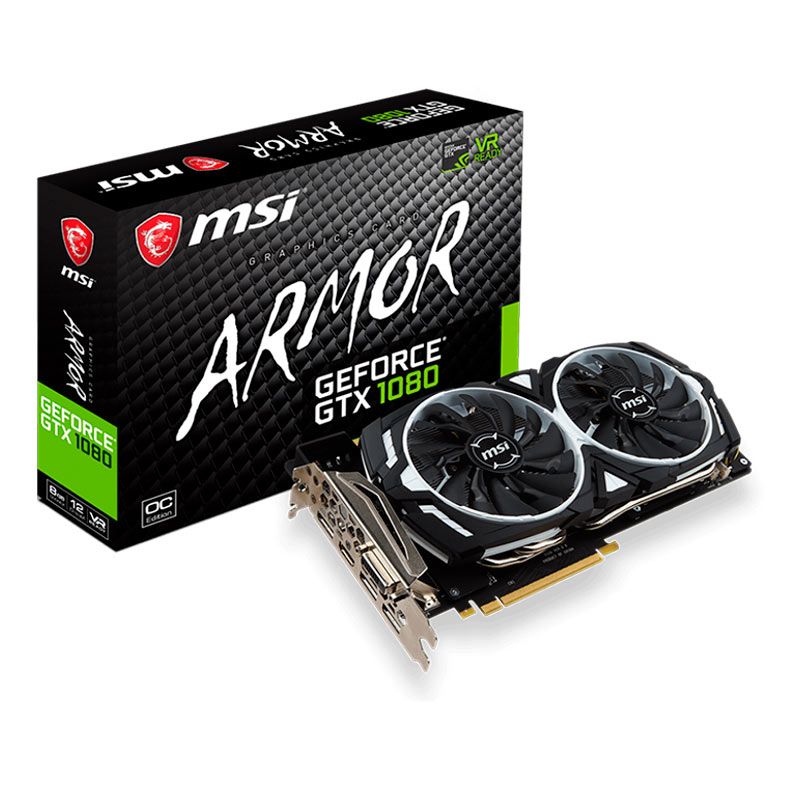 Placa de Vídeo MSI Geforce GTX 1080 ARMOR 8G GDDR5X 256Bit