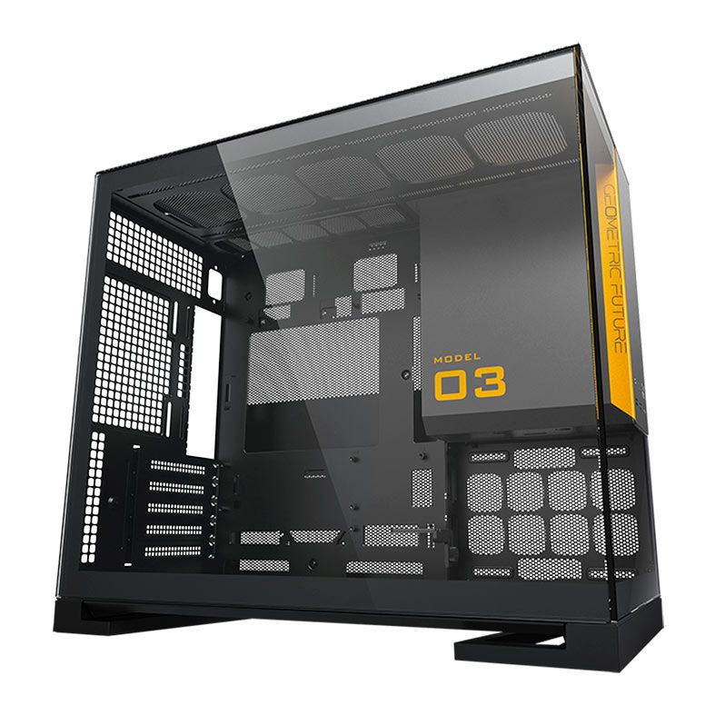 Gabinete Gamer Geometric Future Model 3, Mini-Tower, Lateral de Vidro, Preto e Cinza, GEO-M3-BG