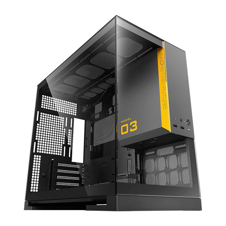 Gabinete Gamer Geometric Future Model 3, Mini-Tower, Lateral de Vidro, Preto e Cinza, GEO-M3-BG