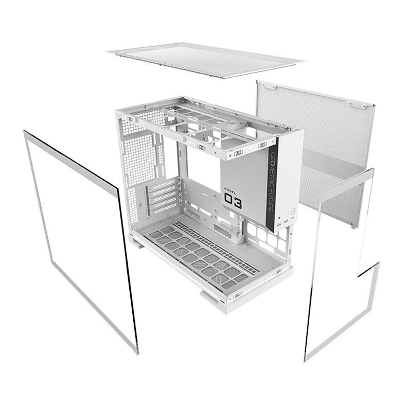 Gabinete Gamer Geometric Future Model 3, Mini-Tower, Lateral de Vidro, Branco, GEO-M3-W