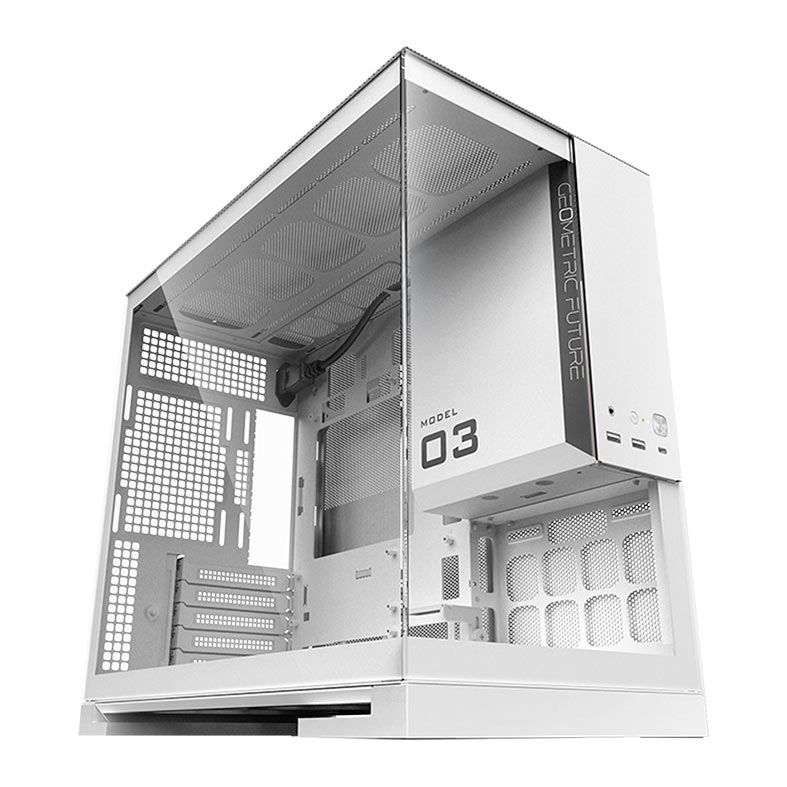 Gabinete Gamer Geometric Future Model 3, Mini-Tower, Lateral de Vidro, Branco, GEO-M3-W
