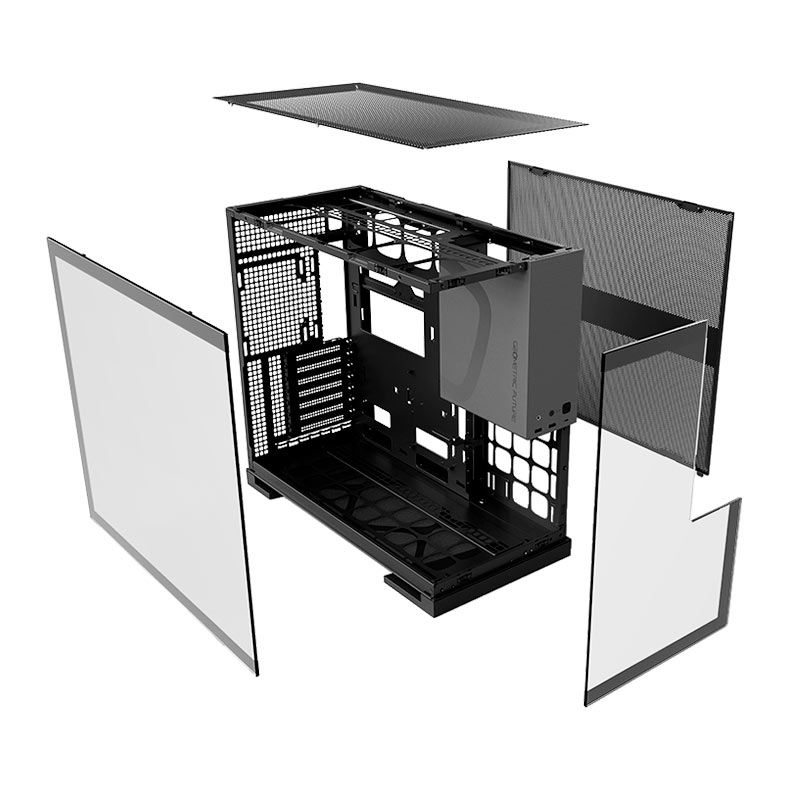 Gabinete Gamer Geometric Future Model 5, Mid-Tower, Lateral de Vidro, Preto, Preto e Cinza, GEO-M5-BG