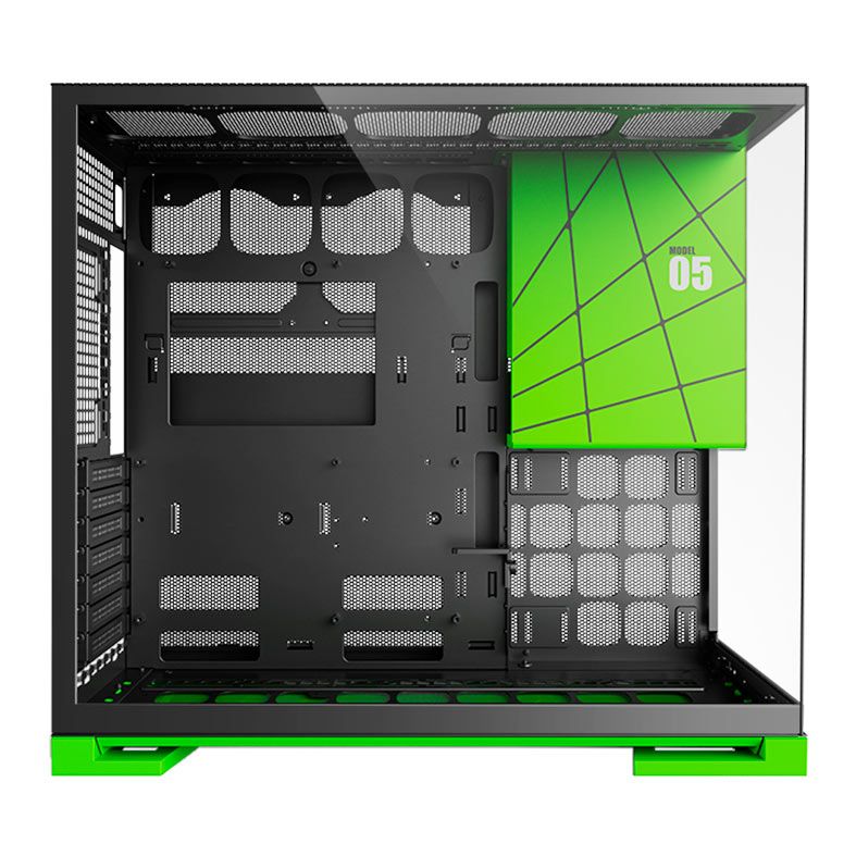 Gabinete Gamer Geometric Future Model 5, Mid-Tower, Lateral de Vidro, Preto e Verde, GEO-M5-BNV