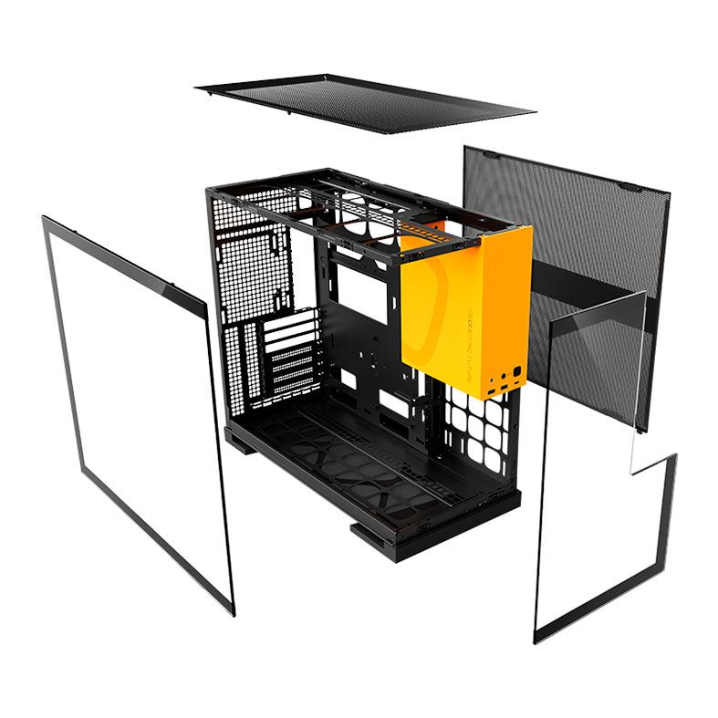 Gabinete Gamer Geometric Future Model 5, Mid-Tower, Lateral de Vidro, Preto e Amarelo, GEO-M5-BY