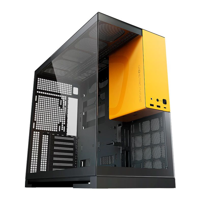 Gabinete Gamer Geometric Future Model 5, Mid-Tower, Lateral de Vidro, Preto e Amarelo, GEO-M5-BY