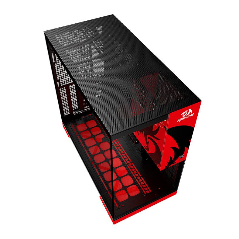 Gabinete Gamer Geometric Future Model 5 Redragon, Mid-Tower, Lateral de Vidro, Preto e Vermelho, GEO-M5-RD