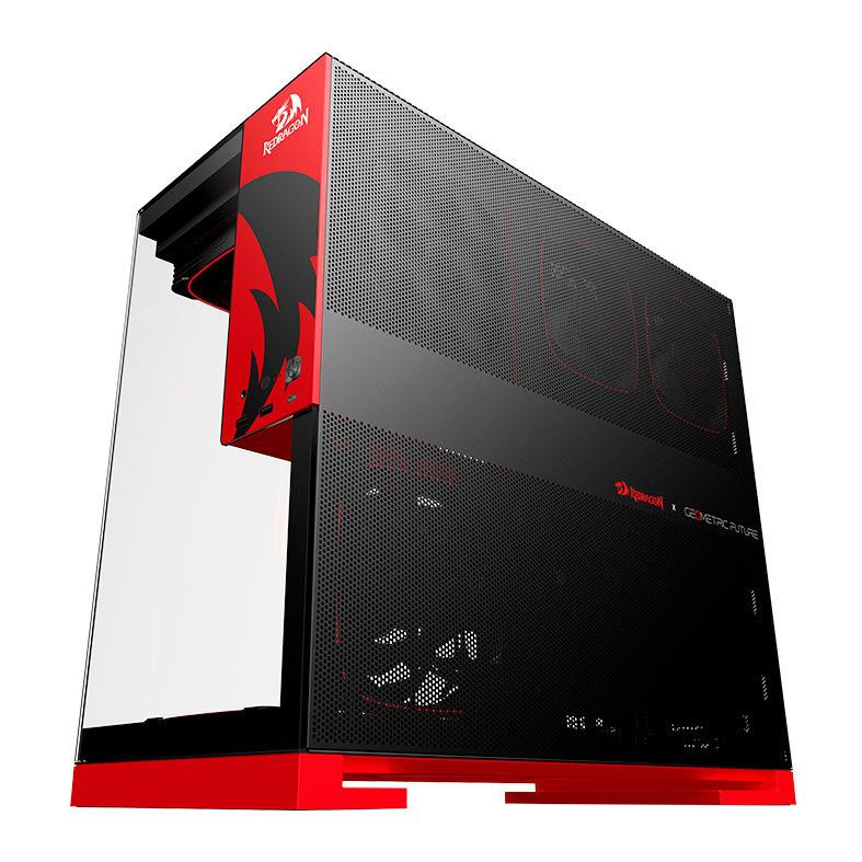 Gabinete Gamer Geometric Future Model 5 Redragon, Mid-Tower, Lateral de Vidro, Preto e Vermelho, GEO-M5-RD