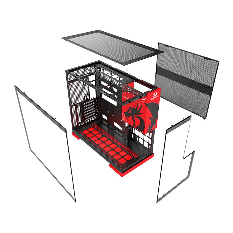 Gabinete Gamer Geometric Future Model 5 Redragon, Mid-Tower, Lateral de Vidro, Preto e Vermelho, GEO-M5-RD
