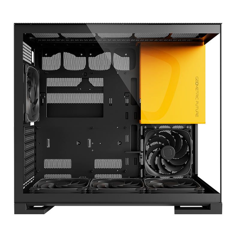 Gabinete Gamer Geometric Future Model 5, Mid-Tower, Lateral de Vidro, Com 5 Fans, Preto e Amarelo, GEO-M5F-BY