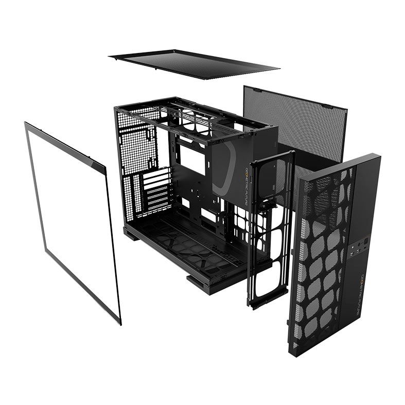Gabinete Gamer Geometric Future Model 5 Vent, Mid-Tower, Lateral de Vidro, Preto, GEO-M5V-B