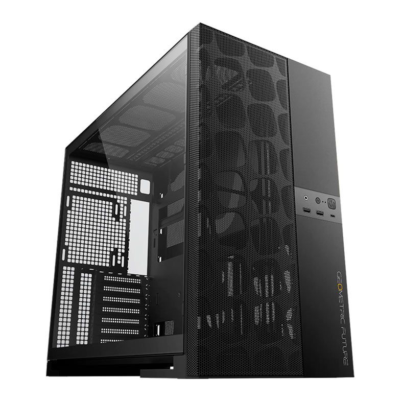 Gabinete Gamer Geometric Future Model 5 Vent, Mid-Tower, Lateral de Vidro, Preto, GEO-M5V-B