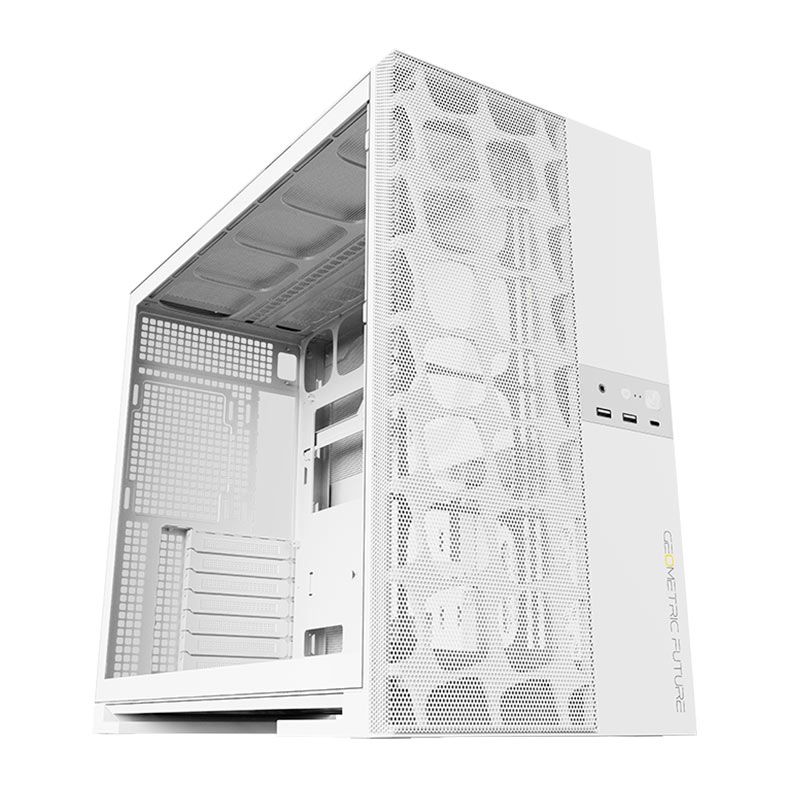 Gabinete Gamer Geometric Future Model 5 Vent, Mid-Tower, Lateral de Vidro, Branco, GEO-M5V-W