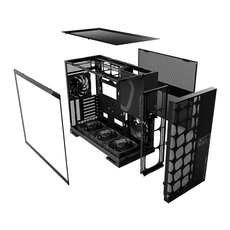 Gabinete Gamer Geometric Future Model 5 Vent, Mid-Tower, Lateral de Vidro, Com 5 Fans, Preto, GEO-M5VF-B