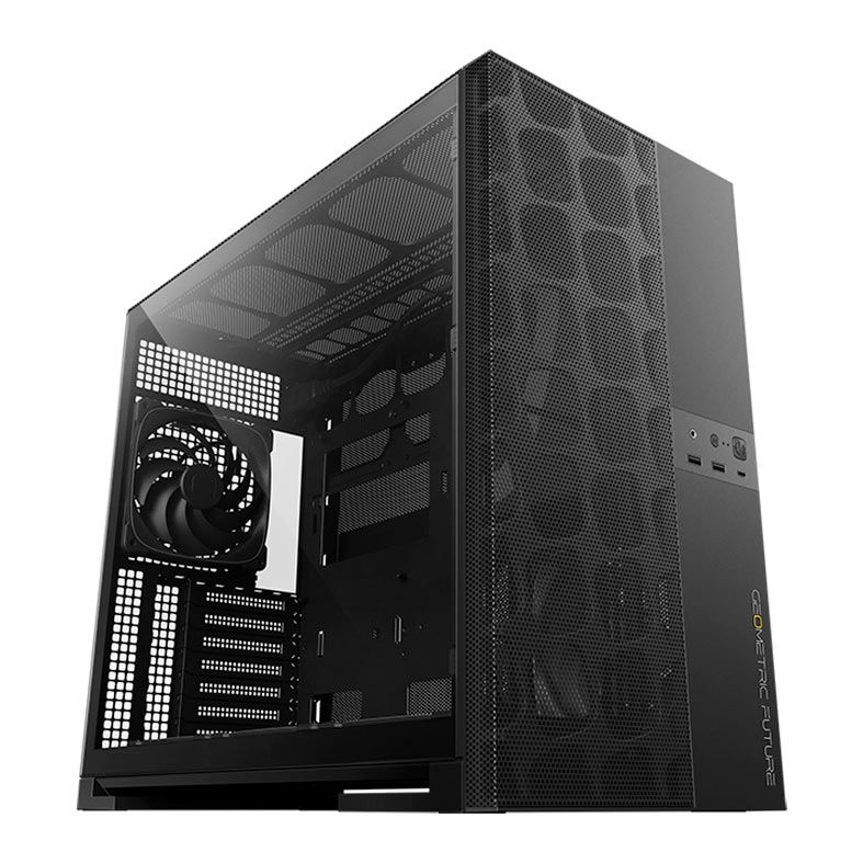 Gabinete Gamer Geometric Future Model 5 Vent, Mid-Tower, Lateral de Vidro, Com 5 Fans, Preto, GEO-M5VF-B