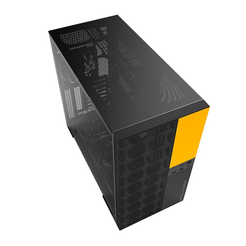 Gabinete Gamer Geometric Future Model 5 Vent, Mid-Tower, Lateral de Vidro, Com 5 Fans, Preto e Amarelo, GEO-M5VF-BY
