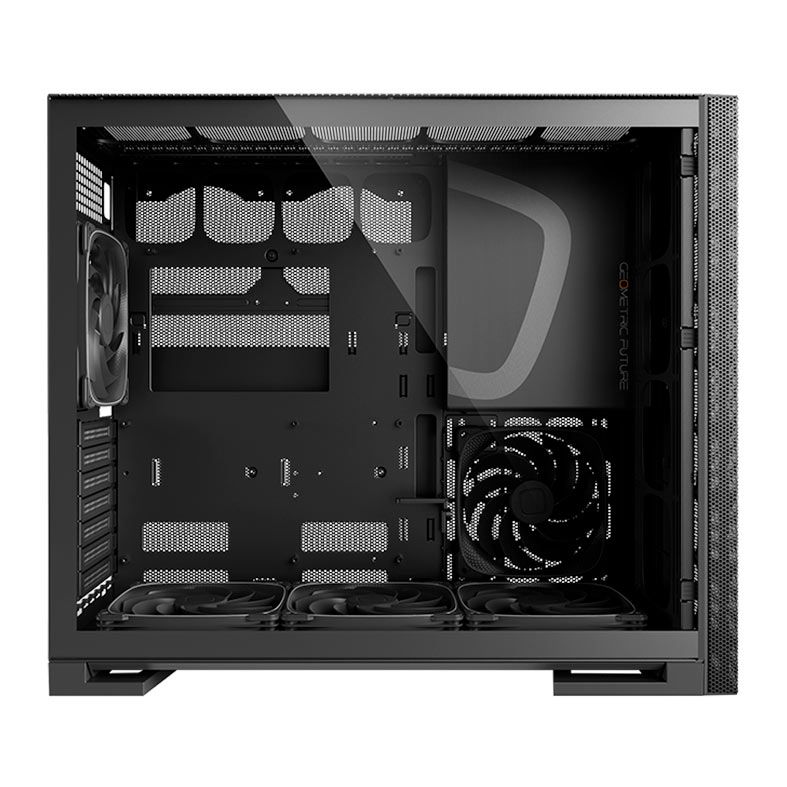Gabinete Gamer Geometric Future Model 5 Vent, Mid-Tower, Lateral de Vidro, Com 5 Fans, Preto e Amarelo, GEO-M5VF-BY