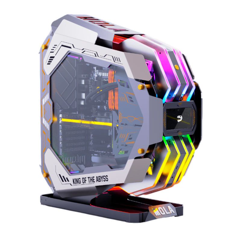 Gabinete Gamer Mloong Mola, Full-Tower, Lateral de Vidro, Painel Touch, Cinza, GG-MOLA