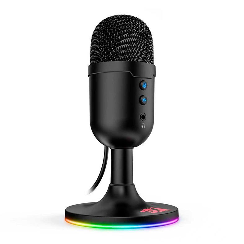 Microfone Gamer Redragon Pulsar, RGB, USB, Preto, GM303