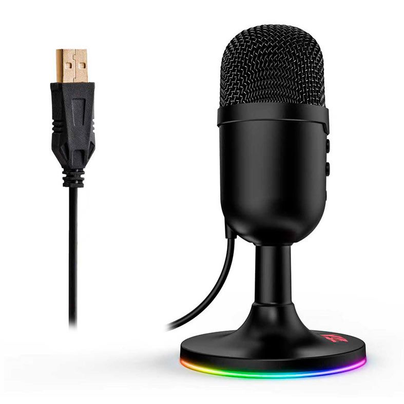 Microfone Gamer Redragon Pulsar, RGB, USB, Preto, GM303