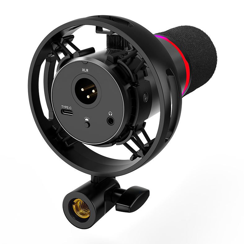 Microfone Dinâmico Gamer Redragon Solara, RGB, Com Braço Articulado e Schok Mount, USB, Preto, GM307