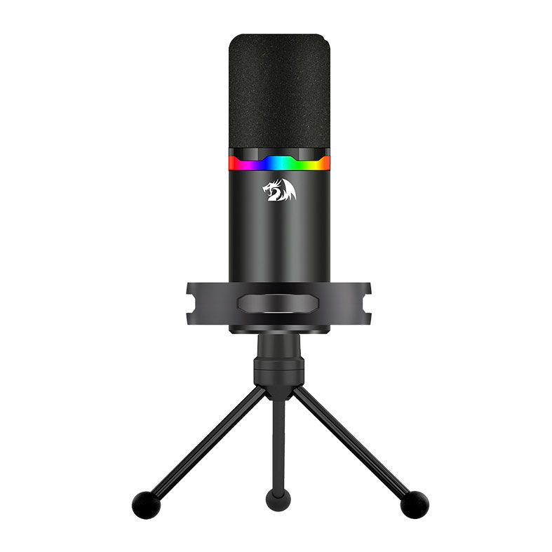 Microfone Dinâmico Gamer Redragon Solara, RGB, Com Braço Articulado e Schok Mount, USB, Preto, GM307