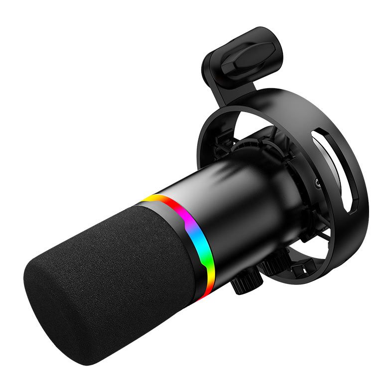 Microfone Dinâmico Gamer Redragon Solara, RGB, Com Braço Articulado e Schok Mount, USB, Preto, GM307