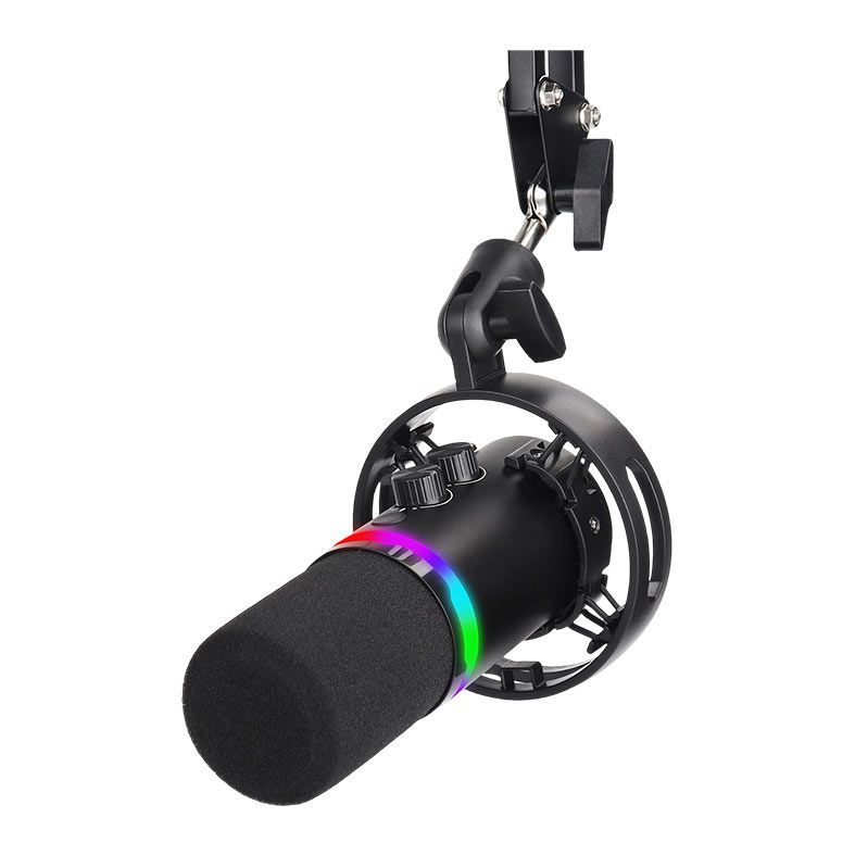 Microfone Dinâmico Gamer Redragon Solara, RGB, Com Braço Articulado e Schok Mount, USB, Preto, GM307