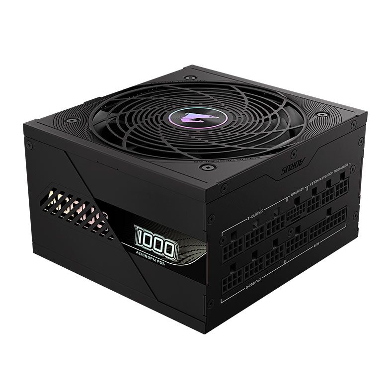 Fonte Gigabyte Aorus Elite P1000W, 1000W, ATX 3.0, PCIe 5.0, Full-Modular, 80 Plus Platinum, Preto, GP-AE1000PM-PG5