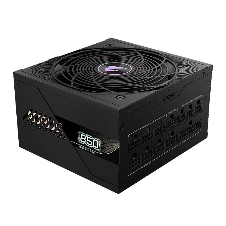 Fonte Gigabyte Aorus Elite P850W, 850W, ATX 3.1, PCIe 5.0, Full-Modular, 80 Plus Platinum, Preto, GP-AE850PM-PG5