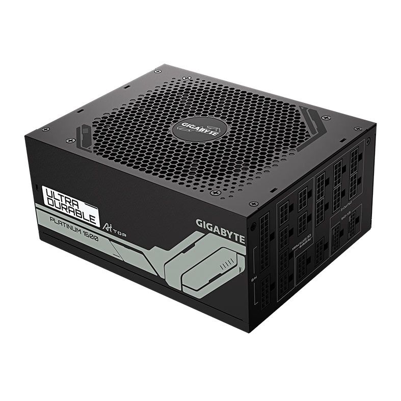 Fonte Gigabyte UD1600PM PG5 AI TOP, 1600W, ATX 3.1, PCIe 5.0, Full-Modular, 80 Plus Platinum, Preto, GP-UD1600PM-PG5